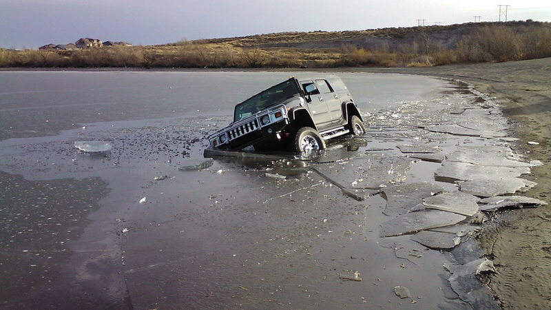 Illustration for article titled Why Do Hummer Drivers Keep Crashing Into Icy Lakes?